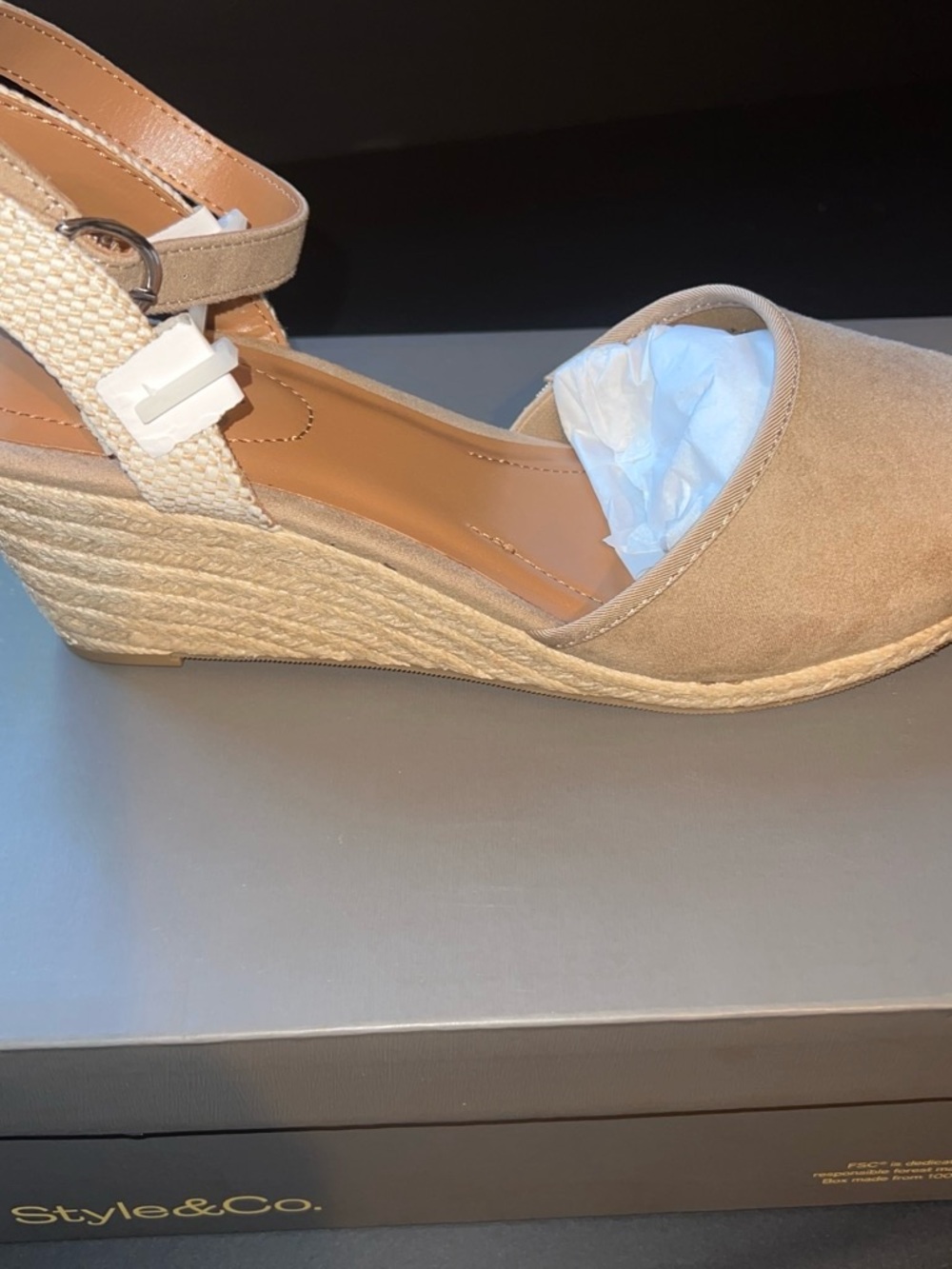 Style & Co. Beige/Tan Espadrille Wedge Sandals